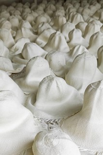 Moulded blank Panama hats are left to dry out