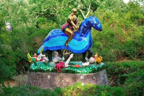 Colorful sculpture in the Giardino dei Tarocchi or Garden of the Tarot