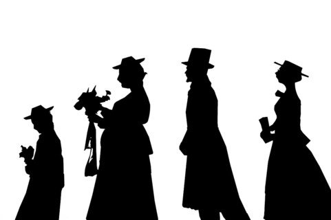 Silhouettes of rural figures around 1900