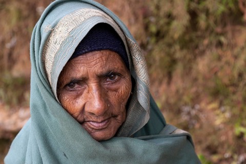 Old Nepalese woman with headscarf