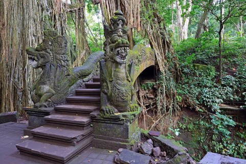 Stairs over the canyon at the Holy Spring Temple