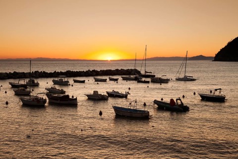 Sunset at the port of Levanto