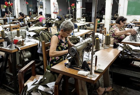 Seamstresses in a clothing factory