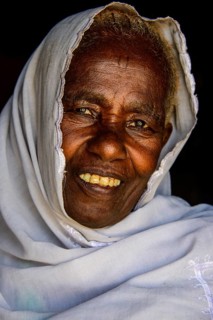 Friendly old woman