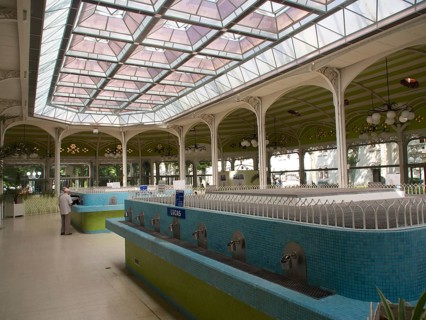 Water taps in the Halle des Sources at Vichy thermal spa