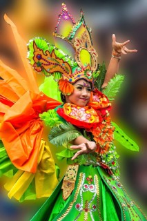 Elaborate costume at the Jember Fashion Festival