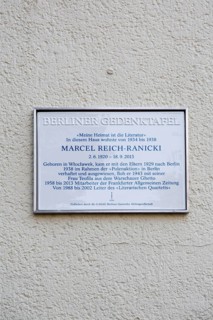 Plaque for Marcel Reich Ranicki