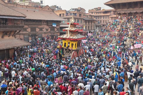 People at Taumadhi Tol square
