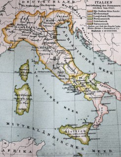 Map of Italy at the foundation of the Norman Empire around 1050