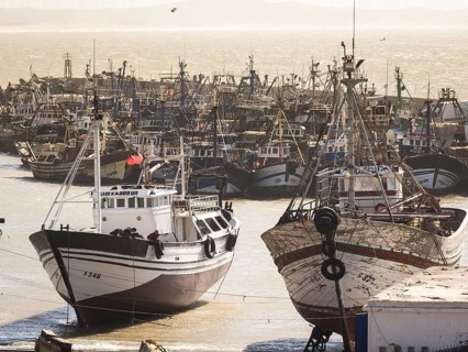 Old fishing boats in the port of Essaouira