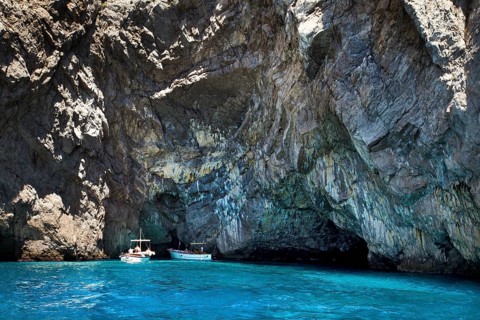 Boats off the Blue Grotto