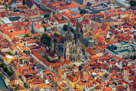 Historic centre of Regensburg with St Peter's Cathedral