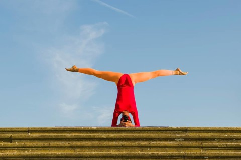 Young woman practising Hatha yoga