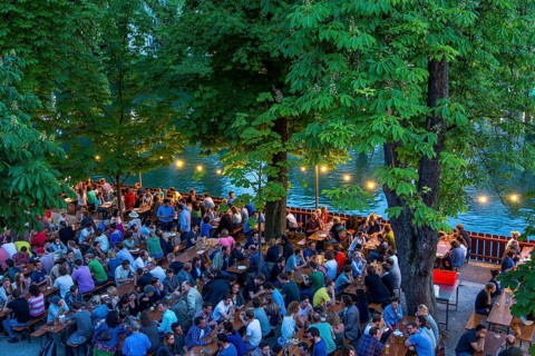 Neckarmuller beer garden on the Neckar River
