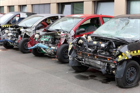 Passenger cars after the crash test