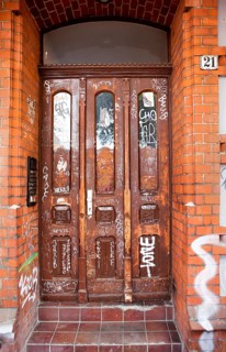 Entrance with graffiti