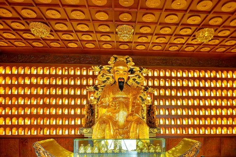 God of Wealth sculpture in the Giant Wild Goose Pagoda