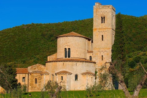 Abbey of Sant'Antimo in the Tuscan landscape