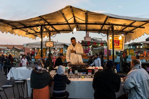 Food stall on Djemaa el Fna or Jamaa el Fna square
