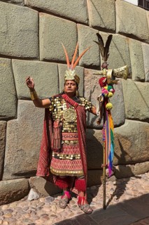 Local man in a traditional Incan costume