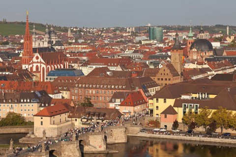 Overview of Wurzburg with the Old Main Bridge