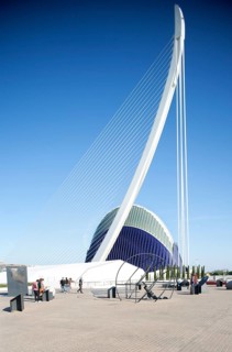 Modern bridge Puente del Grao and Agora square