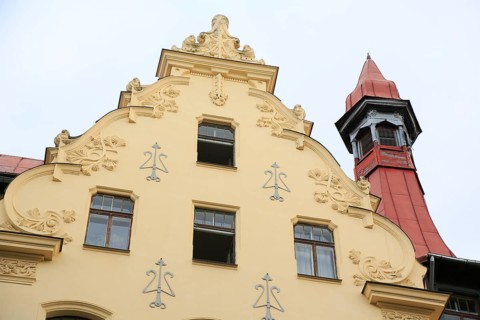 Art Nouveau facade of the house Alberta iela 12 or Albert Street 12