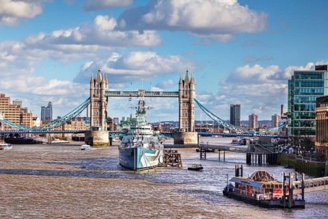 River Thames with HMS Belfast and Tower Bridge
