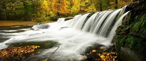 Waterfall of the Schwarza River in autumn