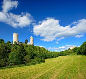 Ruins of Rudelsburg Castle and Burg Saaleck Castle