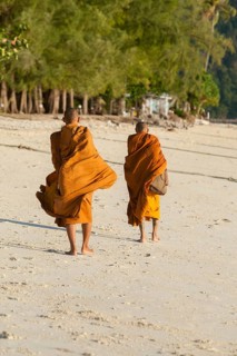 Monks collecting alms