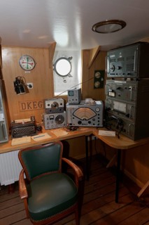 Radio room of the four-mast barque Passat with equipment from the 1950s