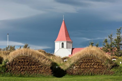 Church and sod houses