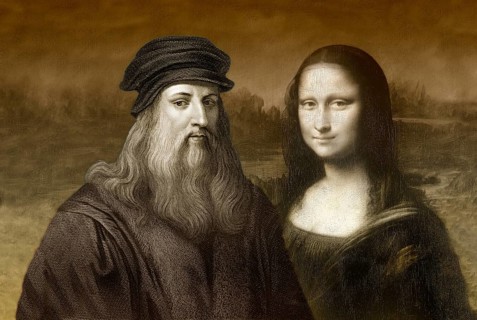 Painting Mona Lisa and Leonardo da Vinci