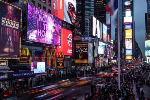 Traffic at rush hour in Times Square