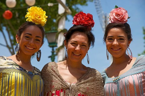 Flamenco dancers at the Feria de Abril
