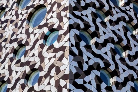 Detail of the facade of the Ravensbourne College of Design and Communication