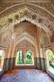 Arabesque Moorish stalactite or Mocarabe architecture of the Palacios Nazaries