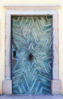Old weathered wooden door