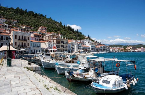Harbour promenade with fishing boats