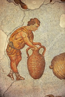 6th century Byzantine Roman mosaic of a man with an amphora