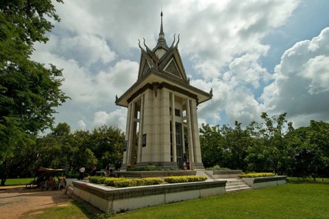 Memorial Stupa to the prisoners murdered by the Communist or Maoist Khmer Rouge in Choeung Ek