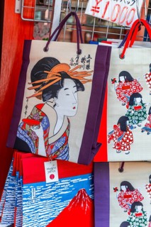 Bags painted with Japanese motifs
