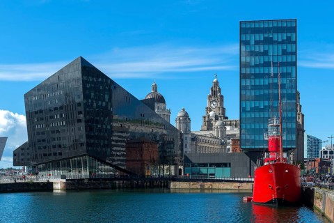 Canning Dock with the decommissioned lightship Planet at the port