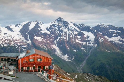 Edelweisshutte alpine hut in the early morning