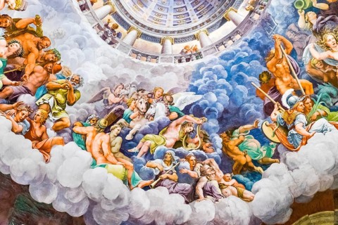 Battle of the Gods on Mount Olympus against the Giants on Earth