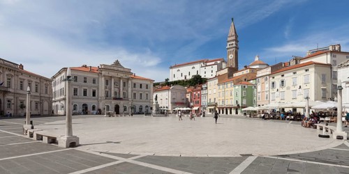Tartini Square with the Town Hall and Church of St. George
