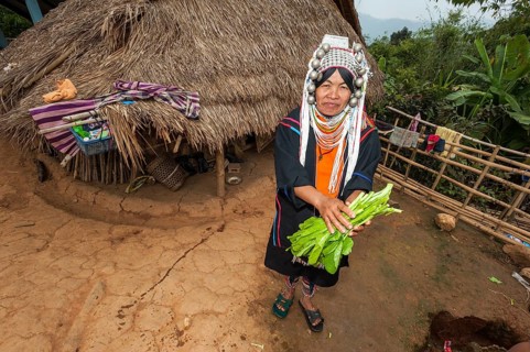 Traditionally dressed woman from the Akha people