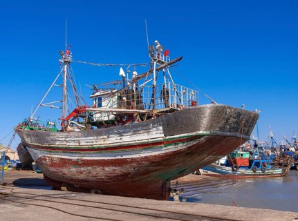 Fishing boats in the port of Essaouira