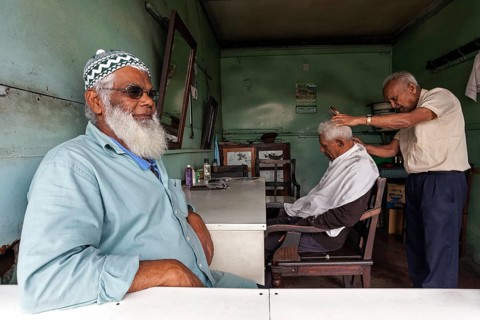 Local men at the hairdresser's